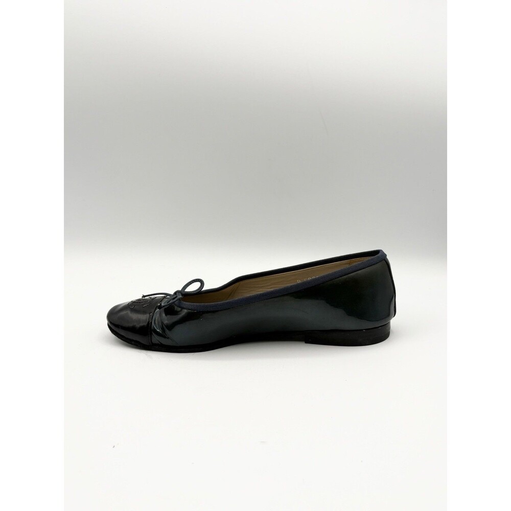 Chanel Blue & Black Patent Leather Ballet Flats Bow Accent Size EU 35.5 - Picture 8 of 16
